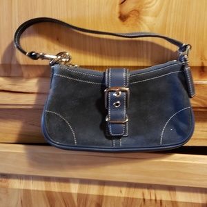 Mini blue gray suede Coach bag size os
